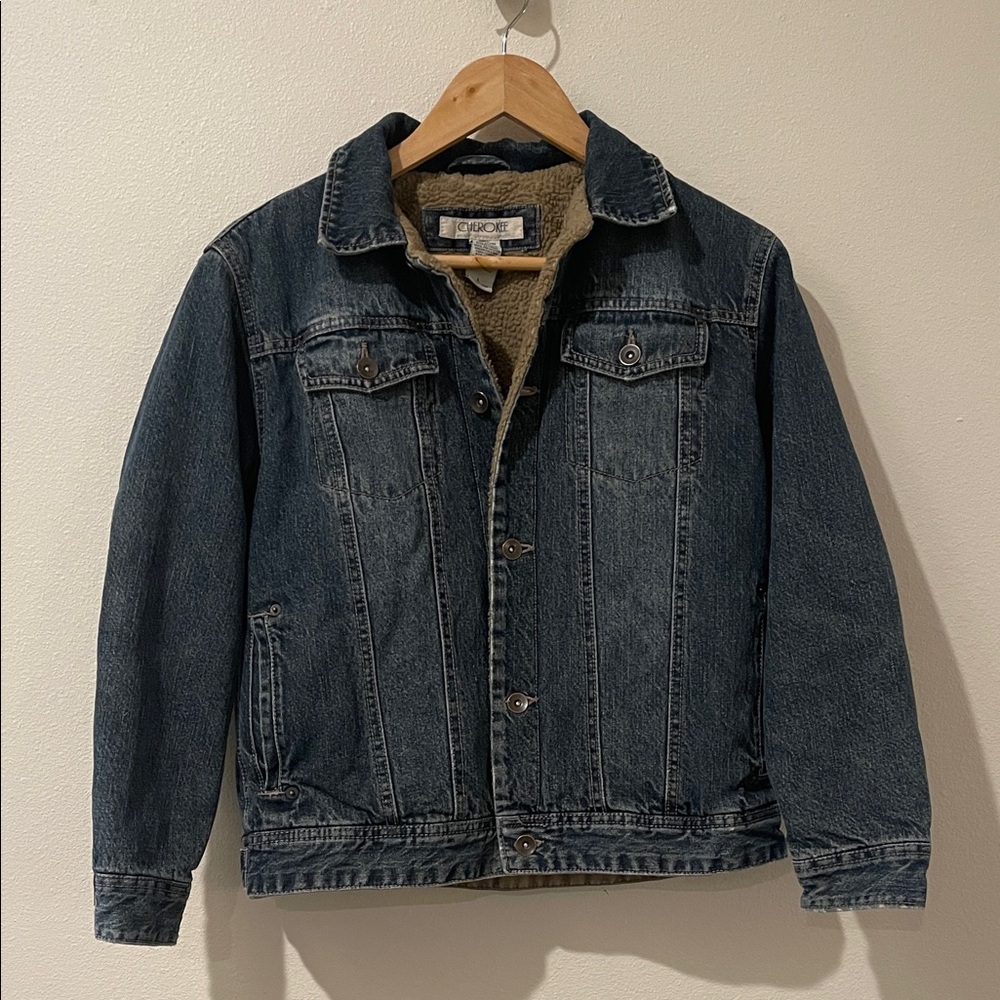 Cherokee Boys Denim Sherpa-lined Jacket Size L